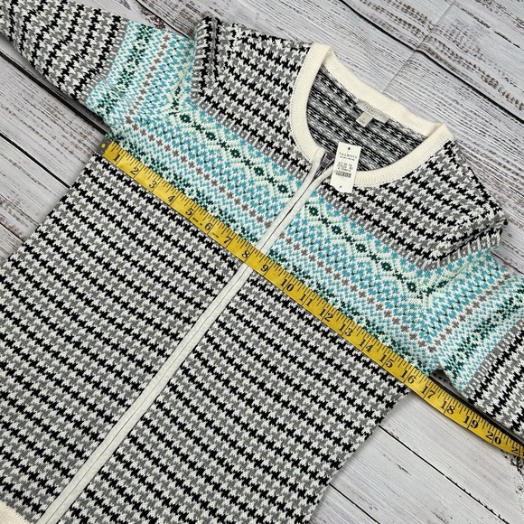 NWT Talbots Petite Womens‎ Sweater Cardigan Small Full Zip Fair Isle Blue Nordic - Picture 5 of 7